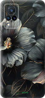 Силиконовый чехол Черные цветы для Vivo V21 - 6031u-2368 изображение 