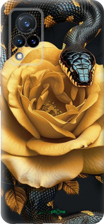 Силиконовый чехол Black snake and golden rose для Vivo V21 - 6068u-2368 изображение 