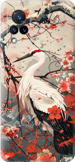 Силиконовый чехол Аист в цвету сакуры для Vivo V21 - 6109u-2368 изображение 