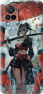 Силиконовый чехол Гейша-воин для Vivo V21 - 6124u-2368 изображение 