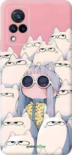 Силиконовый чехол Малышка с котами для Vivo V21 - 6295u-2368 изображение 