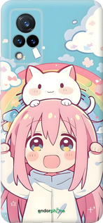 Силиконовый чехол Девочка аниме радуга для Vivo V21 - 6304u-2368 изображение 