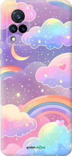 Силиконовый чехол Облака и радуга для Vivo V21 - 6312u-2368 изображение 