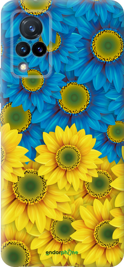 Силіконовий чехол Жовто-блакитні квіти  для Vivo V21 - 1048u-2368 изображение 
