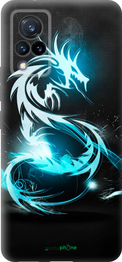 Силиконовый чехол Бело-голубой огненный дракон для Vivo V21 - 113u-2368 изображение 
