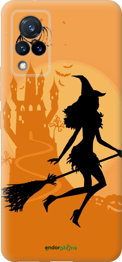 Силиконовый чехол Ведьма на метле для Vivo V21 - 1184u-2368 изображение 