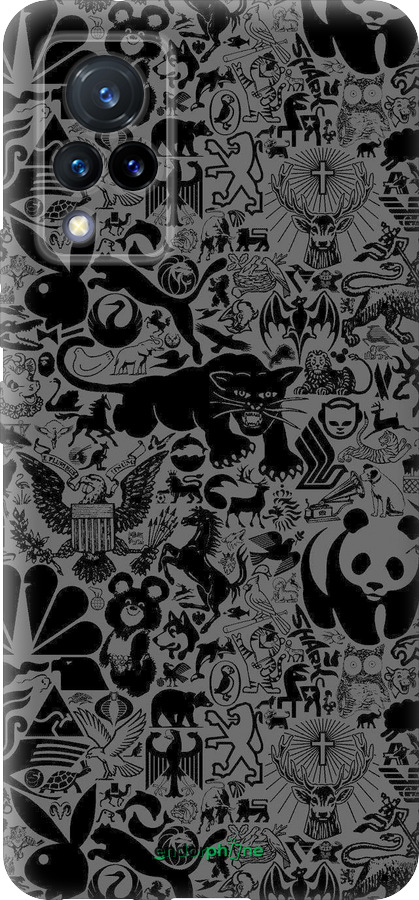 Силіконовий чехол Чорно-сірий стікер бомбінг для Vivo V21 - 2432u-2368 изображение 