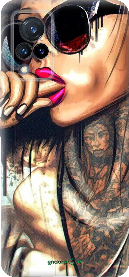 Силиконовый чехол Девушка в тату для Vivo V21 - 4001u-2368 изображение 