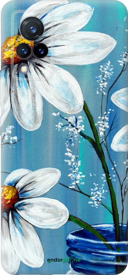 Силиконовый чехол Красивые арт-ромашки для Vivo V21 - 4031u-2368 изображение 