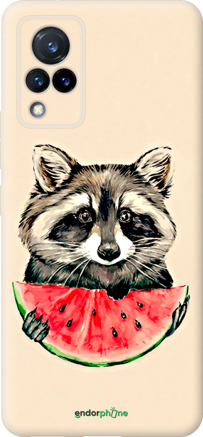 Силиконовый чехол Енотик с арбузом для Vivo V21 - 4605u-2368 изображение 