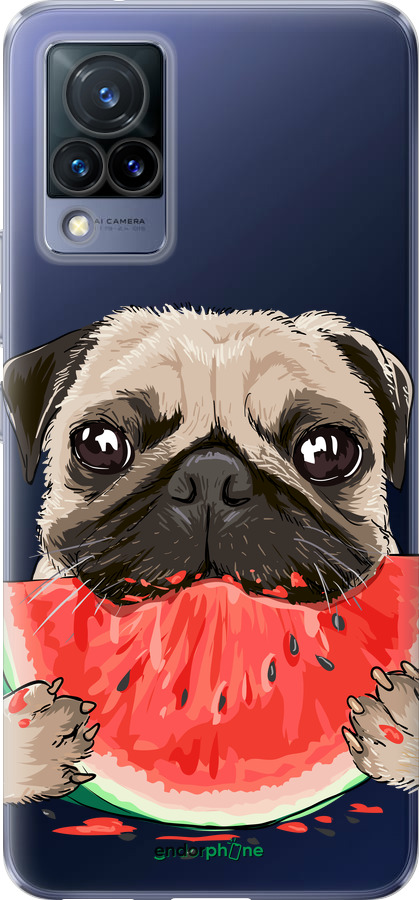 Силиконовый чехол Мопс и арбуз для Vivo V21 - 4665u-2368 изображение 