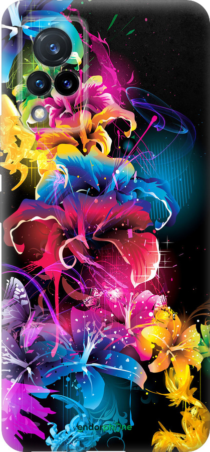 Силиконовый чехол Абстрактные цветы для Vivo V21 - 511u-2368 изображение 