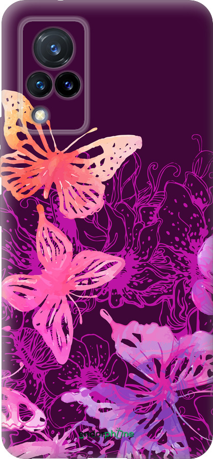 Силиконовый чехол Бабочки v2 для Vivo V21 - 5475u-2368 изображение 