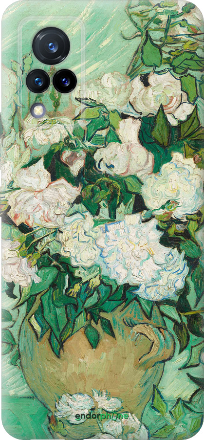 Силиконовый чехол Винсент Ван Гог. Ваза с розами для Vivo V21 - 5543u-2368 изображение 