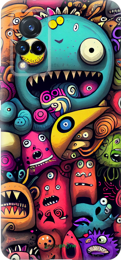 Силиконовый чехол Cмешные монстры для Vivo V21 - 5549u-2368 изображение 