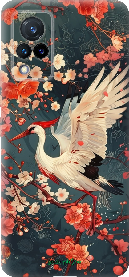 Силиконовый чехол Сакура и аист для Vivo V21 - 6108u-2368 изображение 