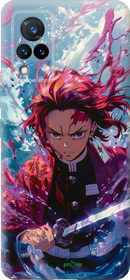Силиконовый чехол Танджиро Камадо: Клинок рассекающий демонов для Vivo V21 - 6111u-2368 изображение 