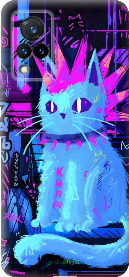Силиконовый чехол Кот панк для Vivo V21 - 6311u-2368 изображение 