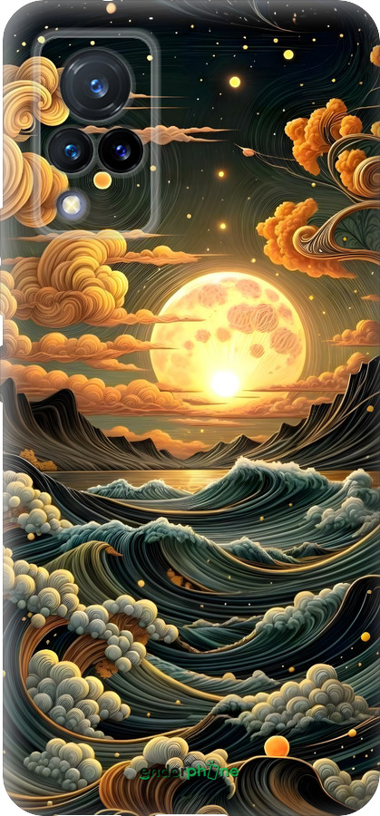 Силиконовый чехол Арт волны для Vivo V21 - 6332u-2368 изображение 