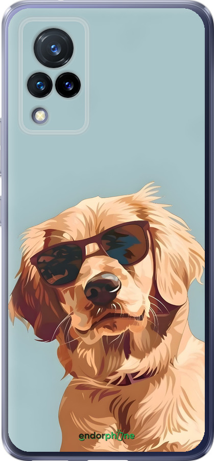 Силиконовый чехол Пес в очках для Vivo V21 - 6381u-2368 изображение 
