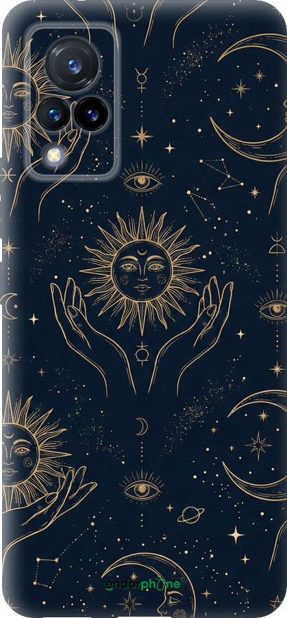 Силиконовый чехол Celestial Harmony: Sun & Moon Gold Mystic Pattern для Vivo V21 - 6778u-2368 изображение 