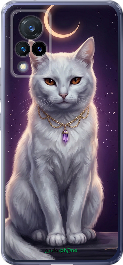 Силиконовый чехол Mystic White Cat Gothic Dark Purple Gold для Vivo V21 - 6805u-2368 изображение 