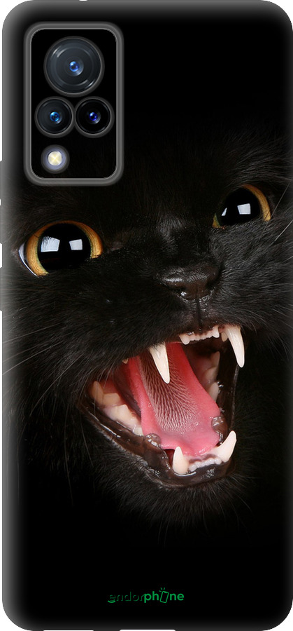 Силиконовый чехол Чёрная кошка для Vivo V21 - 932u-2368 изображение 