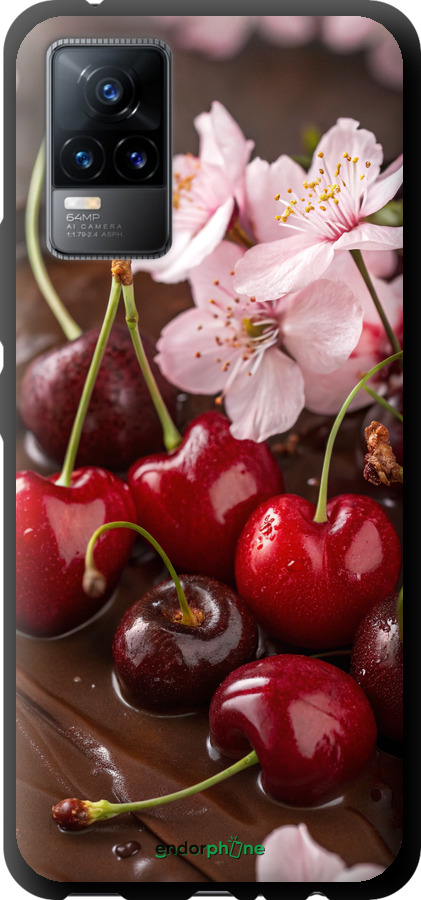 TPU чехол Вишня в шоколаде для Vivo V21E - 6698b-2375 изображение 
