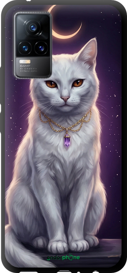 TPU чехол Mystic White Cat Gothic Dark Purple Gold для Vivo V21E - 6805b-2375 изображение 