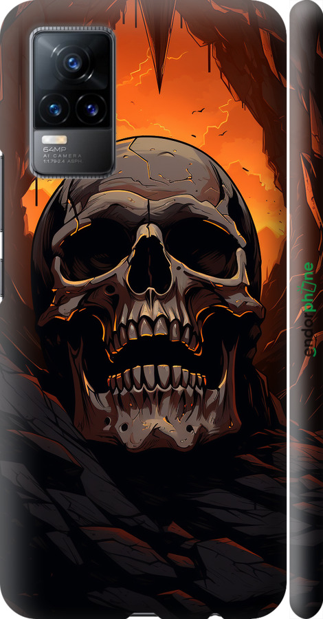 3D пластиковый матовый чехол Череп в пещере для Vivo V21E - 5959m-2375 изображение 