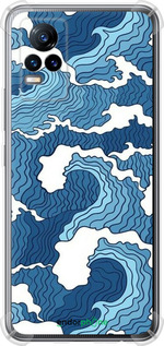 Силикон с усиленными углами чехол Абстрактный рисунок морских волн для Vivo V21E - 6538sp-2375 изображение 