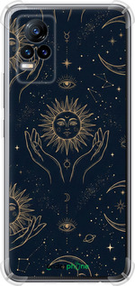 Силикон с усиленными углами чехол Celestial Harmony: Sun & Moon Gold Mystic Pattern для Vivo V21E - 6778sp-2375 изображение 