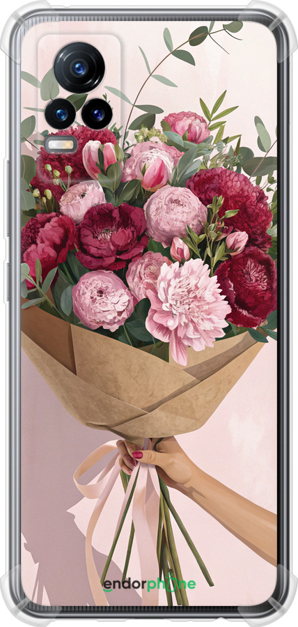 Силикон с усиленными углами чехол Пионы 1 для Vivo V21E - 6705sp-2375 изображение 
