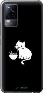 Силиконовый чехол С милым котом на черном фоне для Vivo V21E - 6528u-2375 изображение 