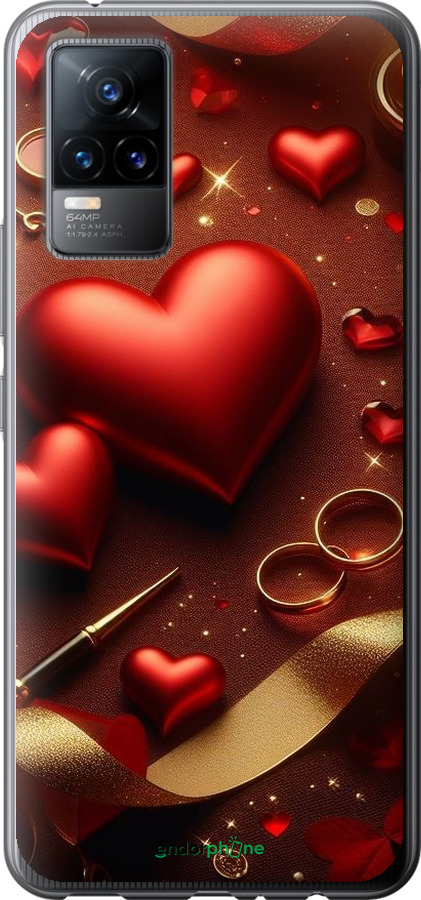 Силиконовый чехол Сердечки v3 для Vivo V21E - 5833u-2375 изображение 
