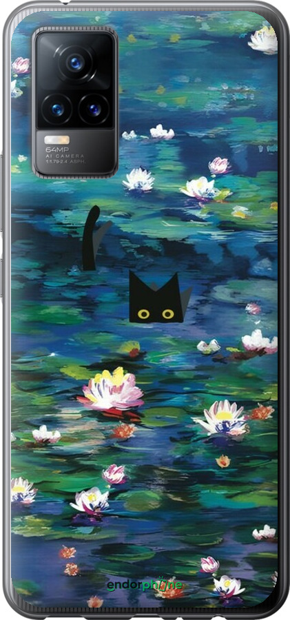 Силиконовый чехол Чехол с изображением водяных лилий Моне и кошек для Vivo V21E - 6399u-2375 изображение 