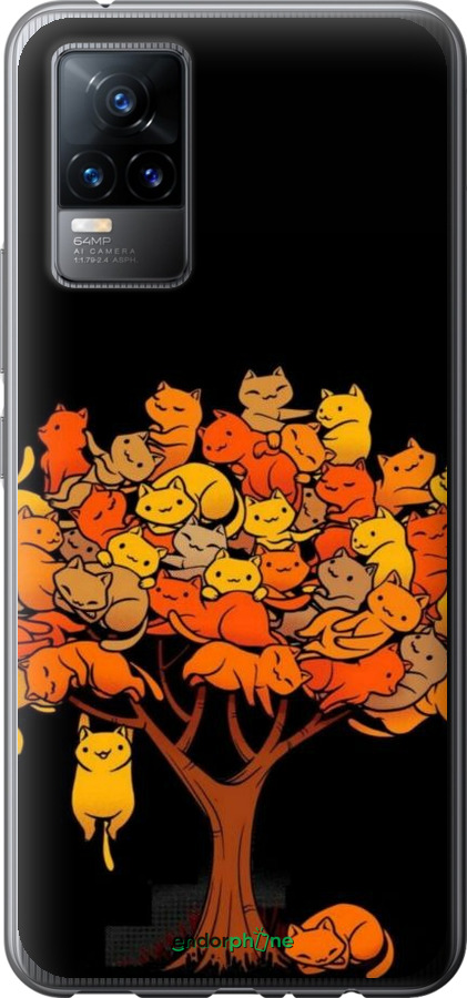 Силіконовий чехол Дерево та котики для Vivo V21E - 6516u-2375 изображение 