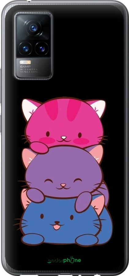 Силіконовий чехол Милі котятка для Vivo V21E - 6518u-2375 изображение 