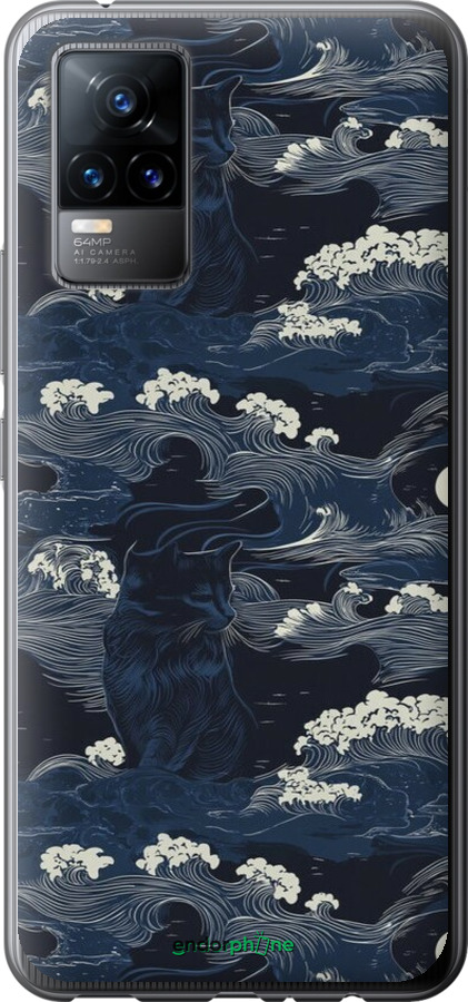 Силиконовый чехол Морская тематика в стиле арт-деко для Vivo V21E - 6520u-2375 изображение 