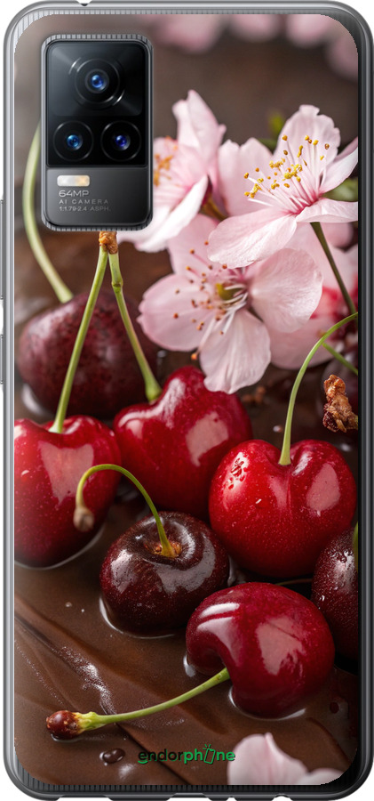 Силіконовий чехол Вишня у шоколаді для Vivo V21E - 6698u-2375 изображение 