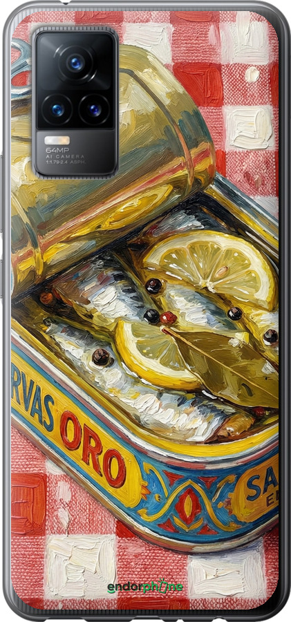 Силиконовый чехол Vintage Sardine Tin Phone для Vivo V21E - 6772u-2375 изображение 