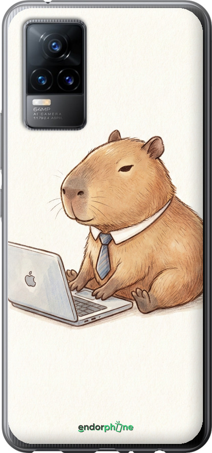 Силиконовый чехол Funny Capybara CEO Working для Vivo V21E - 6777u-2375 изображение 