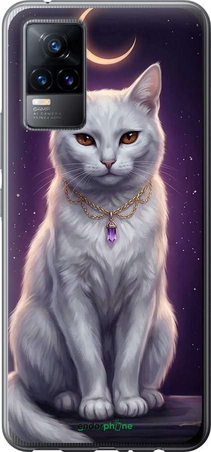 Силиконовый чехол Mystic White Cat Gothic Dark Purple Gold для Vivo V21E - 6805u-2375 изображение 
