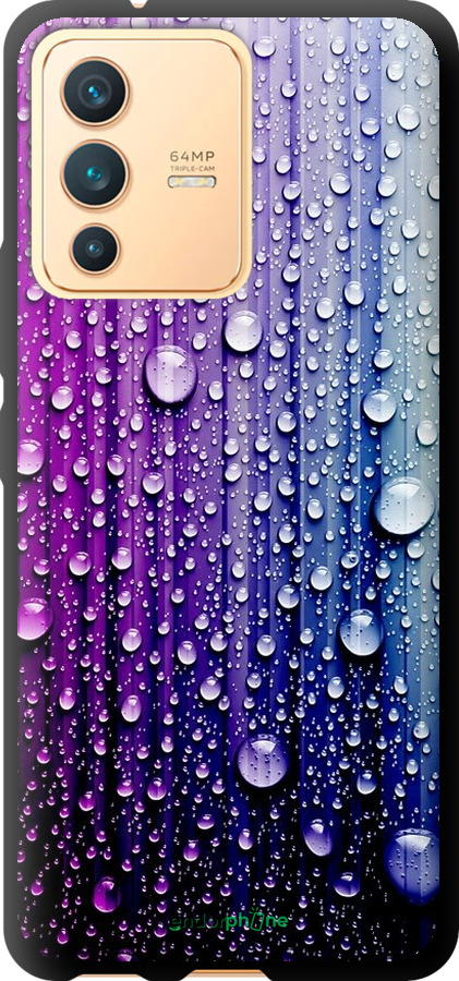 

TPU чорний чохол "Краплини води" для Vivo V23, Синій