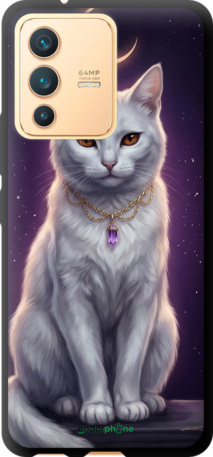 TPU чехол Mystic White Cat Gothic Dark Purple Gold для Vivo V23 - 6805b-2642 изображение 
