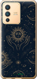 Силиконовый чехол Celestial Harmony: Sun & Moon Gold Mystic Pattern для Vivo V23 - 6778u-2642 изображение 