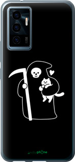 Силиконовый чехол Минималистичный арт: смерть и кошка для Vivo V23e - 6529u-2641 изображение 