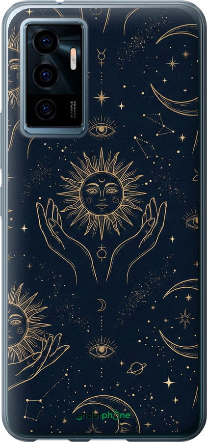 Силіконовий чехол Celestial Harmony: Sun & Moon Gold Mystic Pattern для Vivo V23e - 6778u-2641 изображение 