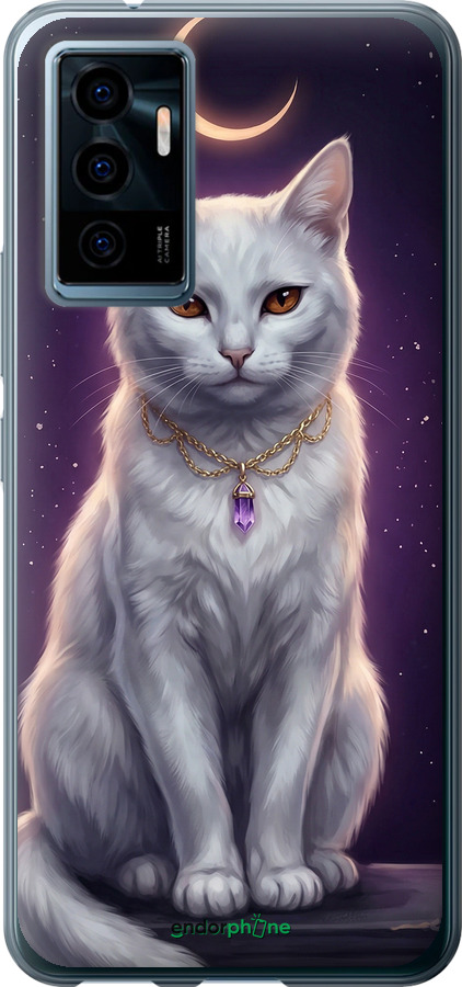 Силиконовый чехол Mystic White Cat Gothic Dark Purple Gold для Vivo V23e - 6805u-2641 изображение 
