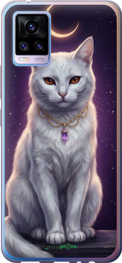 Силіконовий чехол Mystic White Cat Gothic Dark Purple Gold для Vivo V20 - 6805u-2127 изображение 